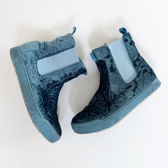 Pediped Flex Eclipse Kids Boots Blue Velvet elastic 100% Vegan Kids Size 1 - Picture 1 of 11